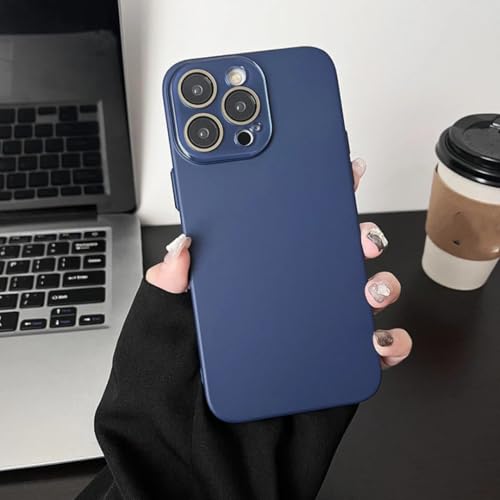 Protection objectif iPhone 13 coque bleu foncé lisse antichoc