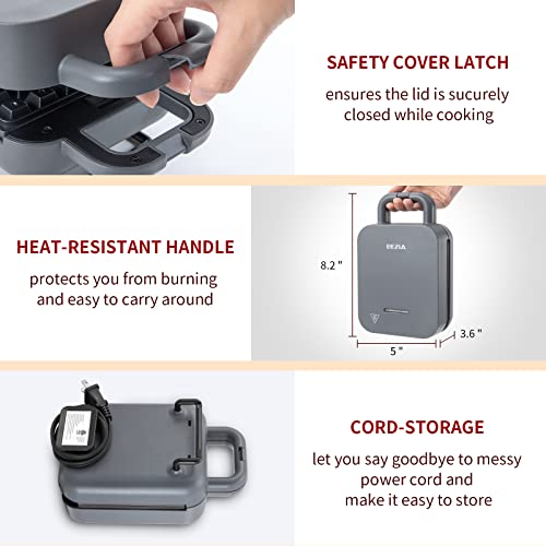 Waffle Maker Mini, Sandwich With Removable Plates 3-In-1, Breakfast Waffle Iron Machine Small Belgian, Donut Maker, Non-Stick, Compact Design, Grilled Cheese, Keto Chaffles, Paninis, Gray 600W Bezia #TOP3