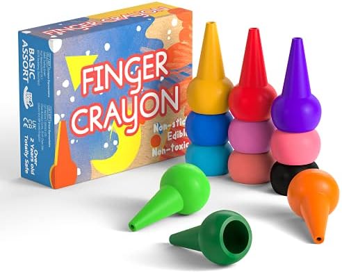 Gibot 12 Colors Toddlers Crayons Palm Grip Crayons, Finger Paint Crayons Sticks Stackable Toys Safe for Kids, Children, Boys and Girls