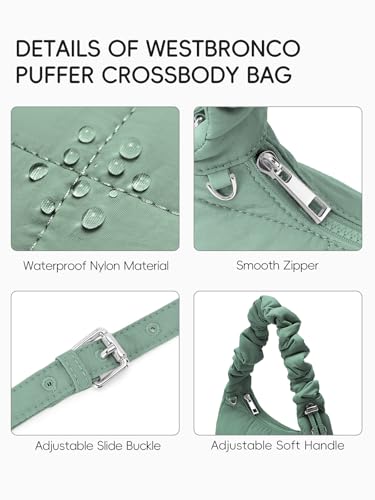 Image of WESTBRONCO Small Puffer Shoulder Bag, Quilted Crescent Crossbody Bags for Women Nylon Daily Purse, Womens Puffy Handbags