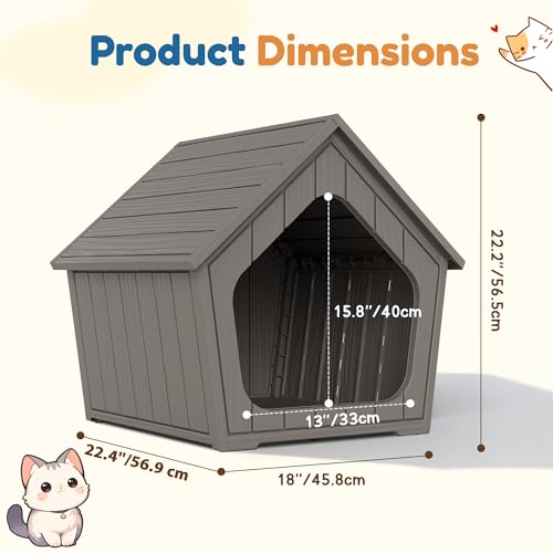 Image of Cat Litter Box Enclosure, Resin Outdoor Litter Box with Air Holes, Cat Houses for Outdoor Cats, Wide Opening Design for Easy Cleaning, Grey