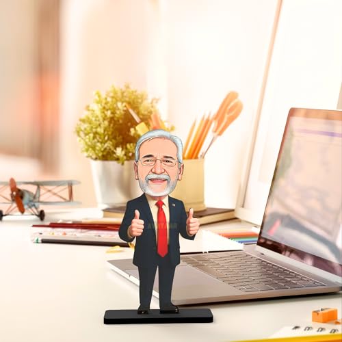 Image of Personalized Workaholic Caricature Gift Custom Office Desk Avatar Birthday Gift for Friend Colleague Unique Corporate Gift for IT Professionals (MAN in Suit 3, 10 INCHES)