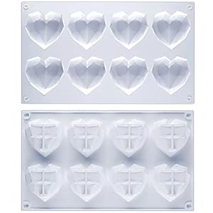 Heart Silicone Molds -1 Pack 8 Cavities Non-stick Chocolate Mold Tray for Baking chocolate, Candy. Great Set for Valentine’s Day, Wedding and Chocolate Covered Strawberries Supplies