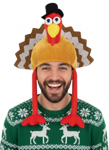 FASHION I LOVE Adult Turkey Hat, Fancy Dress for Christmas, Xmas, Thanksgiving Party Christmas Xmas Party Novelty Hat, Turkey Dress Up Hats (Turkey With Hat)