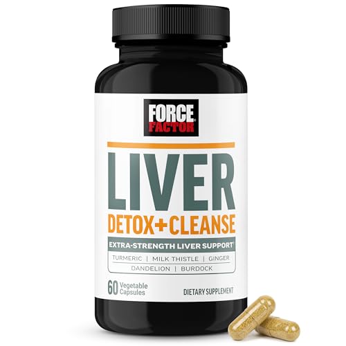 Image of Force Factor Liver Cleanse Detox & Repair, Extra-Strength Liver Support, Milk Thistle Std. to 80% Silymarin + Turmeric & Dandelion to Support Liver Health, Digestion & Immune Health, 60 Capsules