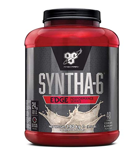 BSN Nutrition Syntha 6 Edge Whey Protein Isolate, Proteinas para Masa Muscular, Suplementos Deportivos en Polvo con Proteinas Whey, Galletas y Crema, 48 Porciones, 1.82kg