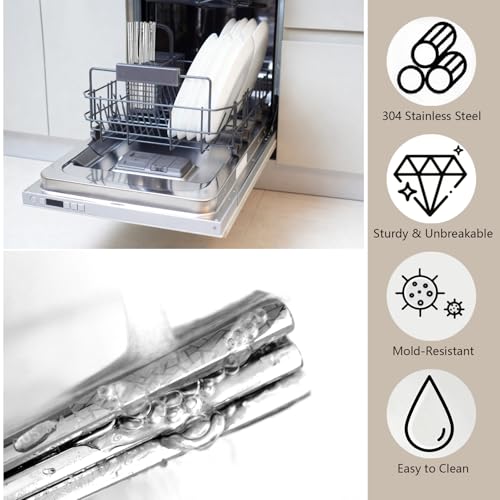 5 Paar Essstäbchen Edelstahl,Spülmaschinenfest Stäbchen zum Essen,Anti-Rutsch Sushi Stäbchen,Metall Chinesische Chopsticks Geschenkset für Zuhause Restaurant Camping