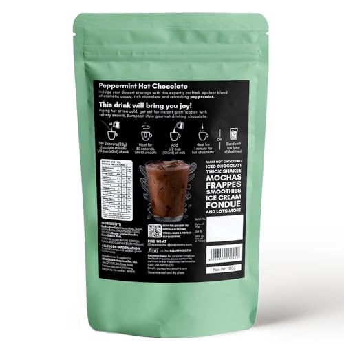Image of Cocosutra Peppermint Drinking Chocolate Mix, 100g | Hot or Cold, Gluten Free, Serves 5 Cups