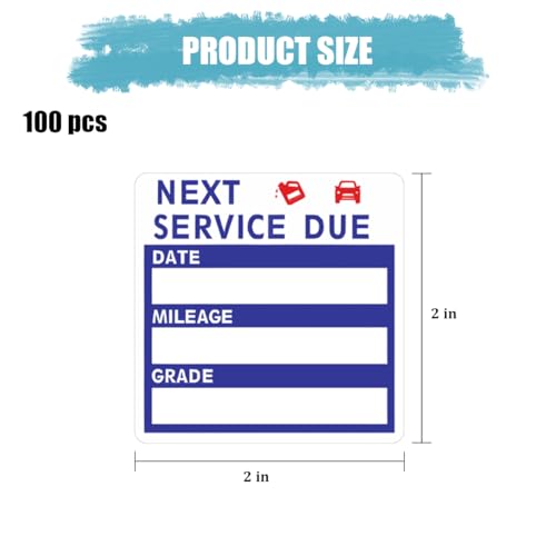HZEL Car Oil Change Sticker, 2 x 2 100PCS Static Cling Clear Windshield Oil Change Service Reminder Decal, No Residue Automotive Window Next Service Due Label Decor, Universal for Vehicles (Blue/Red)