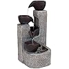 Sunnydaze Aged Tiered Vessels 29-Inch Solar Fountain with Battery Backup - Submersible Pump - Polyresin