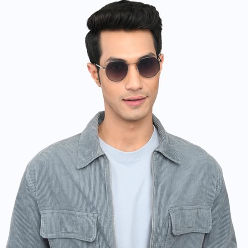 Image of Vincent Chase By Lenskart | Gunmetal Gray Full Rim Hexagonal | Branded and Stylish Sunglasses | 100% UV Protected | Men & Women | Small | VC S13984