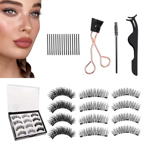 Magnetische Wimpern Natürlicher Look, 3 Paare Wiederverwendbares Magnet Wimpern Set mit Applikator, 3 Stile Kein Kleber Erforderlich Wimpern Magnetisch, Künstliche Wimpern Magnetisch Ohne Eyeliner