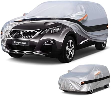 10 strati Telo Copriauto SUV per Peugeot 3008(2009-2026),100% copertura auto impermeabile,Telo Copri Auto per Esterno,impermeabile,protezione UV,antivento,antipolvere.
