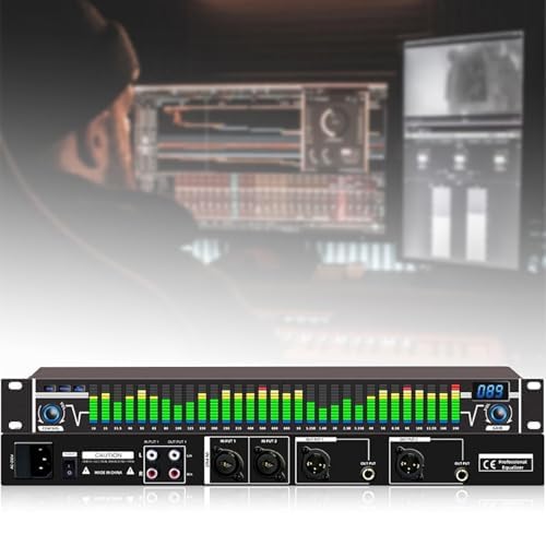 Ecualizador gráfico estéreo profesional de 31 bandas con 10 efectos preestablecidos, ajuste independiente de graves/medios/altos para estudio de grabación y sistemas de sonido
