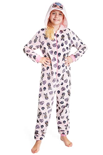 L.O.L. Surprise! Flickor pyjamas, fleece onesies för flickor med lol dockor kitty drottning eller enhörning, allt hos ett barn pj jumpsuit, enhörning gåvor till flickor, 9-10 år, Rosa katt