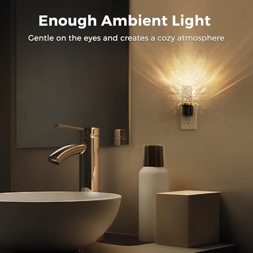 Image of L LOHAS LED Night Light, Dimmable Night Lights Plug into Wall, Light Sensor | Automatic Nightlights Plug in, 3000K 100LM, LED Acrylic Nightlight, Crystal Decorative, Hallway Bedroom Bathroom, 1 Pack