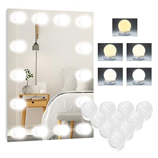 Luces de Espejo Maquillaje, 5 Modos Ajustable de Color de Luz, Luces Lámpara de Espejo Cosmético de Tocador con Estilo Hollywood LED Kit Baño de Espejo con 10 Bombillas regulables