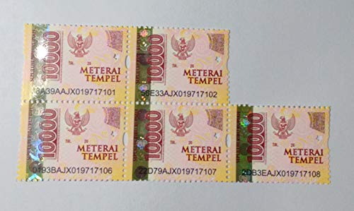 Stamp Duty Materai Tempel Indonesia 10000 (Sepuluh Ribu Rupiah) - 5 pcs