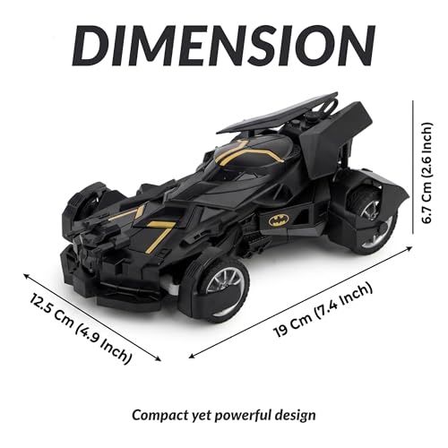 Image of Remote Control Batmobile with Mist Spray, High-Speed LED RC Car, USB Rechargeable, Racing Toy for Boys & Girls 3+, Black