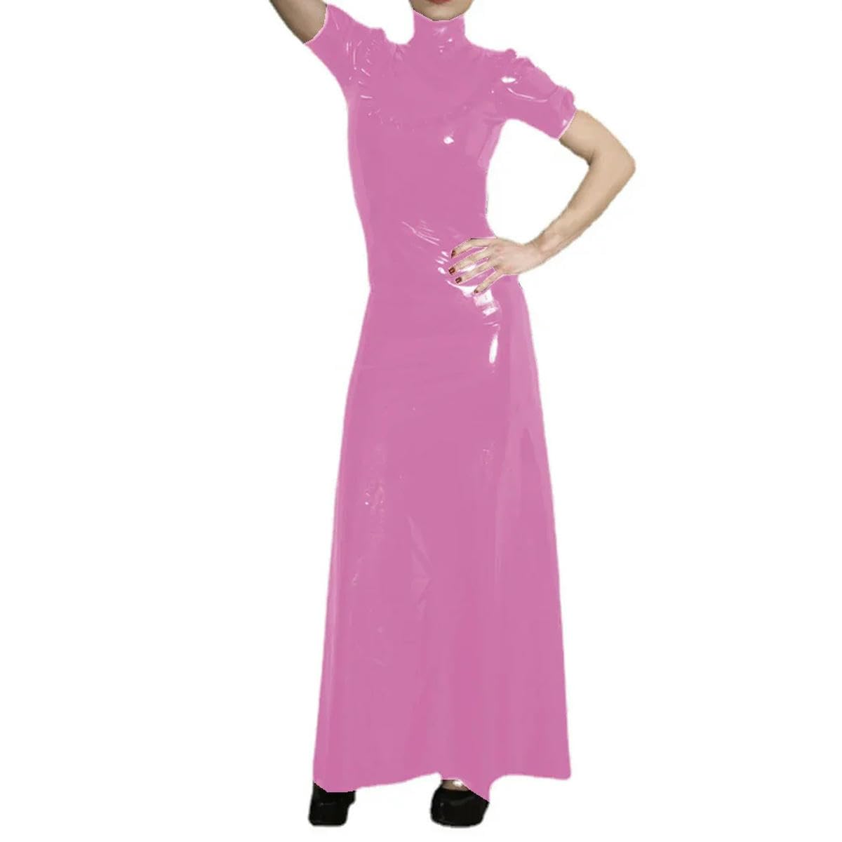 Vestido largo ajustado de manga corta con cuello alto para fiesta personalizable