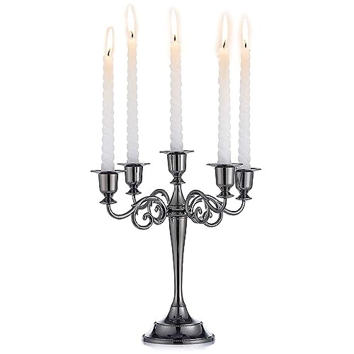 Kerzenständer Set 5-Armiger Kerzenhalter 27cm Höhe Stabkerze Dekorativer ø2,2cm Kerzenständer Schwarz – Bild 2
