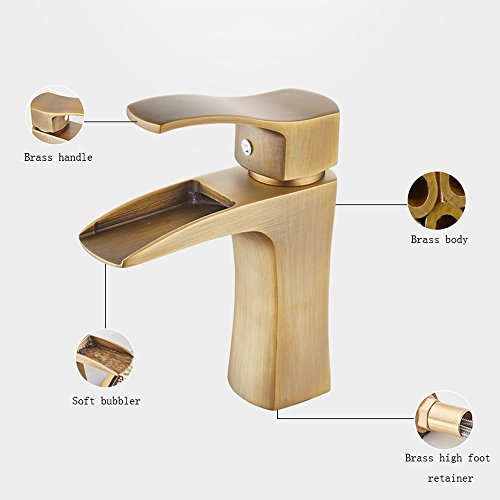 Robinet d'évier en cuivre rustique anti-éclaboussures pour lavabo rétro - 3