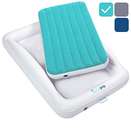 hiccapop Inflatable Toddler Travel Bed with Safety Bumpers | Portable Blow Up Mattress