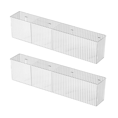 XISAOK 2 Pieces Wall Mount Clear Bathroom Makeup Organizers Storage Shelves with 3 Compartments for Home and Office