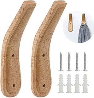 SOONHUA Wooden Coat Hooks,2-pack Wooden Hook,Wall Mounted Clothes Hooks Coat Pegs Natural Beech Wood Hooks Hat Towel Organizer Hanger for Bedroom,Entryway,Kitchen,Bathroom