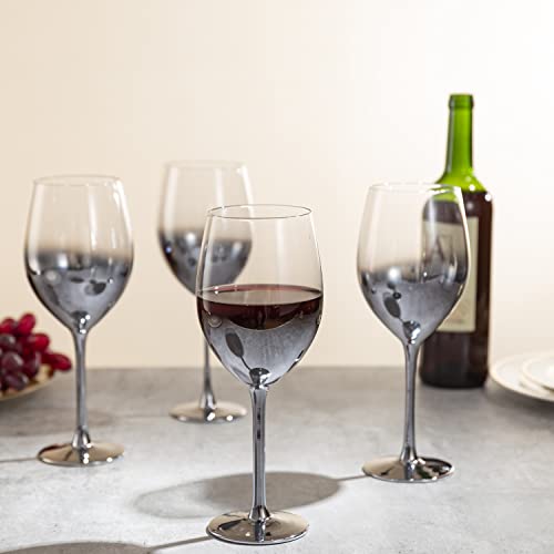 Mygift Set Of 4 Gradient Stemmed Wine Glass Set With Silver Metallic Metal Stem Design #TOP14