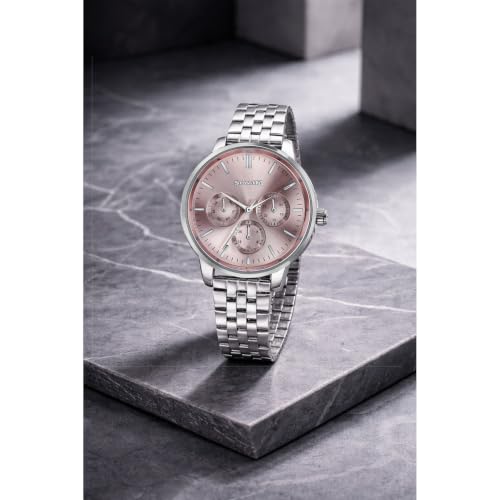 Image of Sonata Verve Quartz Analog with Pink Dial Rose Gold Sheet Metal Strap Watch for Women - 87102SM01