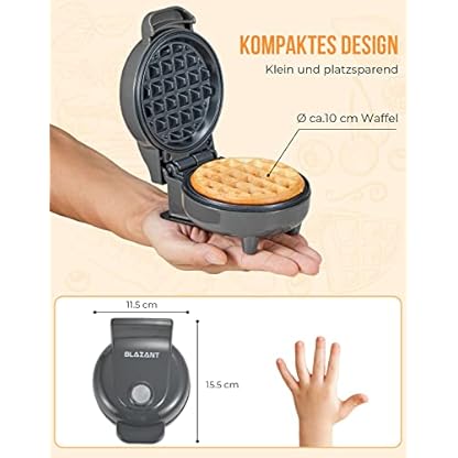 Mini Waffeleisen Belgische Waffel Maschine Kleines Waffeleisen Klassische, für Kindergeburtstage, Familienfeiern, Ostern oder Weihnachten, Niedlich kompaktes Design, 550 Watt, Grau BLAZANT – Bild 6