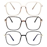 PEYEOISD 3 Pack Oversized Reading Glasses 1.5 for Women, Large Super Light Frame Blue Light Blocking Readers with Big Heads/Face