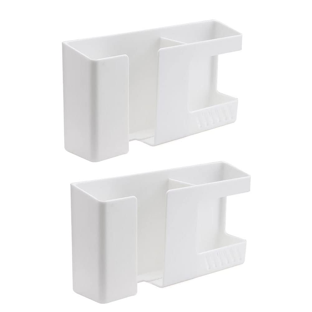 JIANTA 2 Pièces Boîtes de Rangement Autocollantes, Compartiments Flexible 3-en-1 Supports de Télécommande, Support Mural de Télécommande pour Contrôleur, Boîte Organisatrice pour Brosse, stylos - Noir
