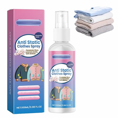 Spray Antiestático para Ropa,Anti Static Spray,Sprays Antiestático,Sprays Protector de Textiles,Eficaz Reduce La Electricidad Estática En La Ropa Para Muebles De Lavandería Y Armario De Coche,100ml