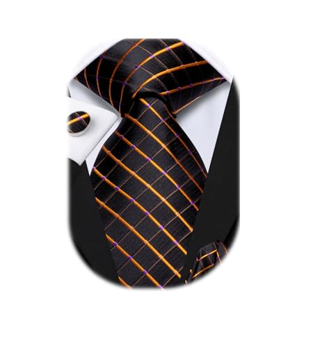 Image of Hi-Tie Men's Tie Sets Silk Paisley Striped Necktie Pocket Square Cuff-links Sets Wedding Business Holiday