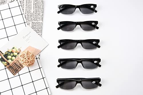 Image of Eyekepper Vintage Reading Sunglasses for Men - 5 Pack Grey Tinted Lens Readers +4.00