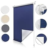 [page_title]-ROOMY Thermo-Rollo Klemmfix ohne Bohren Verdunkelungsrollo Hitzeschutzrollo Sichtschutz Klemmrollo Jalousie Blau, 60 cm x 150 cm (B x L)