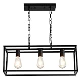 LIGOTFIRE Modern Chandeliers Rectangle Black 3 Light Dining Room Lighting Fixtures Hanging,Kitchen I