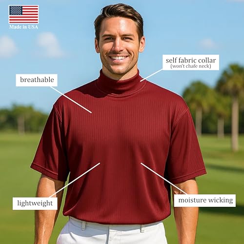 Akwa Men's Short Sleeve Dry Wicking Mock Turtleneck T-Shirt Shirt Made in USA2