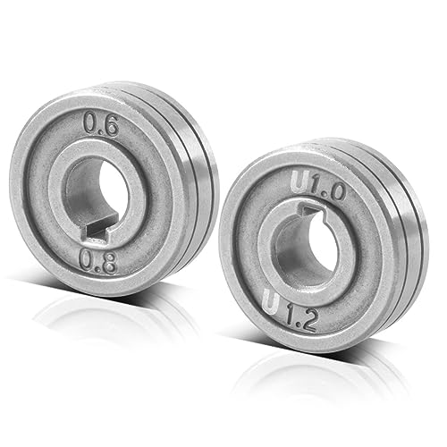 STAHLWERK 2er Set Drahtführungsrolle/Drahtvorschubrolle mit 0,6/0,8 mm V-Profil und 1,0/1,2 mm U-Profil zum Schweißen von Aluminium, Fülldraht und Massivdraht mit MIG MAG Schweißgeräten