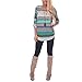 Womens Striped 3/4 Sleeve Top Blouse Casual Crew Neck Tunic Tops Shirt, Cyan Color Striped, Large