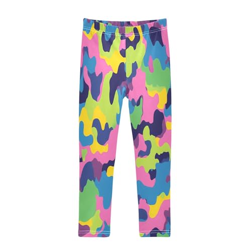 Rainbow Camouflage Girls Leggings Soft Stretch Workout Yoga Dance Pants for Kids Casual Tights
