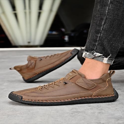 Men's Casual Slip on Shoes Men's Slip on Shoes Casual Men's Casual Leather Ankle Boots Slip on Mid-top Walking Loafers2