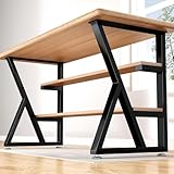 Giantjellies K Shape Heavy Duty Metal Table Legs Set of 2, 28' H×20' W Black Iron Table Legs with Adjustable Foot Pads,1000LBS Load Capacity for Desk/Dining Table/Bench