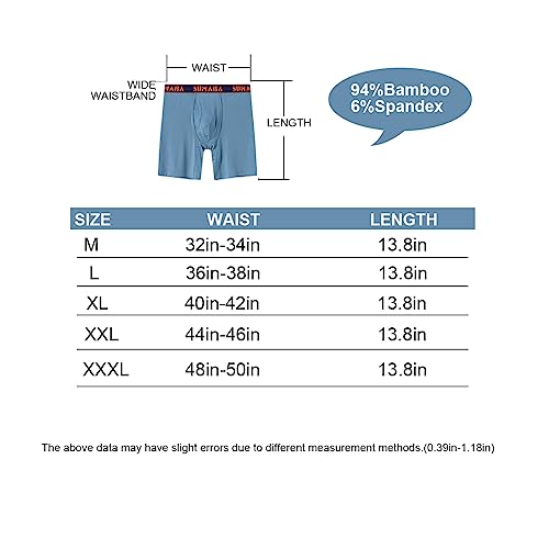 Sumaba Men Underwear Bamboo Comfortable Cooling Boxer Briefs With Fly Multipack (Olive-Green/Dusty Blue 4-Pack, L/Waist(36"-38")) #TOP6