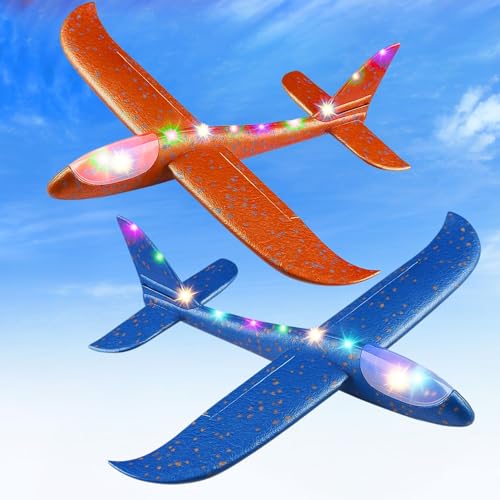 Image of GRAPHENE 2 Pack Hand Throw Flying Glider Plane Foam Aeroplane 17.5inch Aerodynamic Lightweight EPP Paper Airplane Launcher Toy for Outdoor Catapult Aircraft Plane Gift for Kids Boy Girl Multicolor