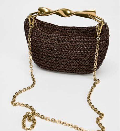 Straw Tote Bag Purse for Women Mini Beach Crossbody Handbag Metal Top Handle Clutch Summer Purse Shoulder Bag Woven Handbag4
