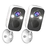 2 Pack Wireless Cameras for Home Security Outdoor, 2K HD WiFi Security Cameras Wireless Outdoor with Color Night Vision, Smart Motion Alerts, Two-Way Audio, Rechargeable Battery, Home Security Cameras