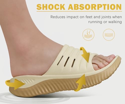 Image of KuaiLu Womens Recovery Sandals With Comfortable Plantar Fasciitis Support,Ladies Orthotic Open Toe Sport Slides Thick Cushion Reduces Stress on Feet,Joints & Back Post-Exercise